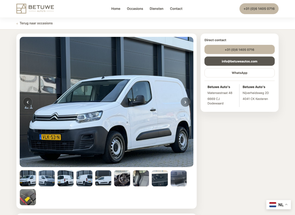 Betuwe Auto’s – voertuigdetailpagina