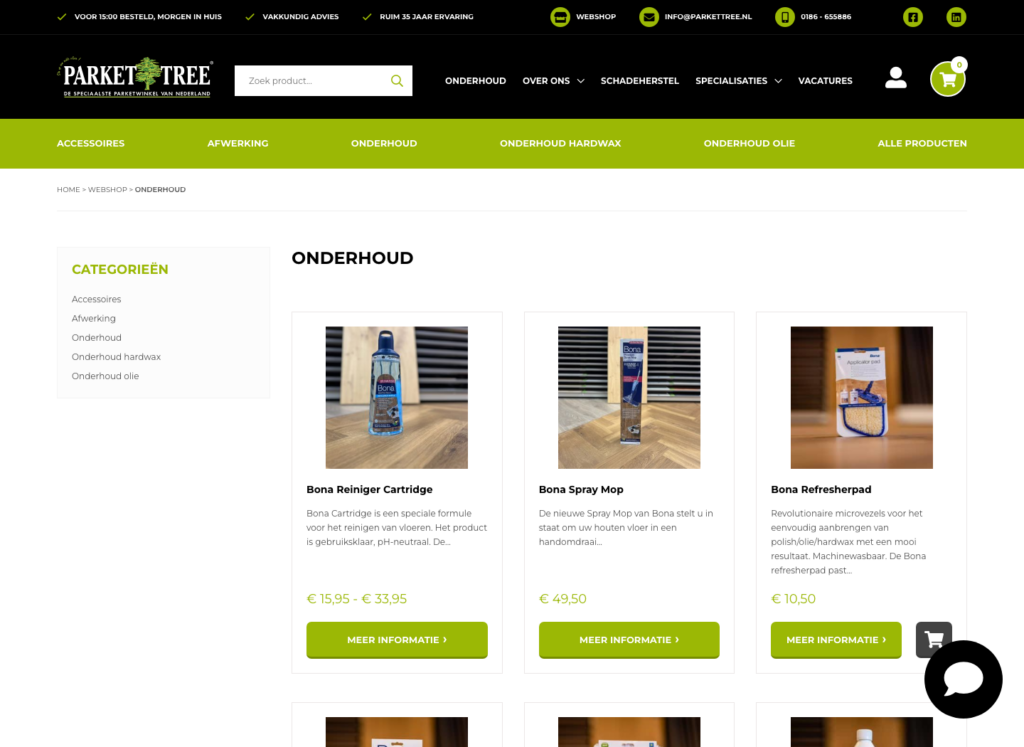 Parket Tree – onderhoudsproducten in de webshop
